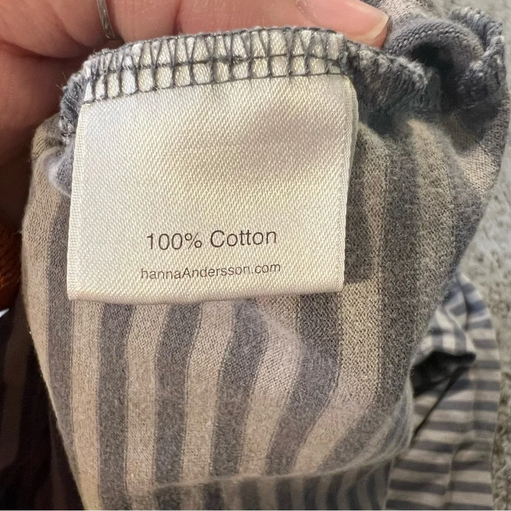 Hanna Andersson Girls Gray Striped Tee with Pink Floral Design 100% Cotton 130 - Picture 5 of 5